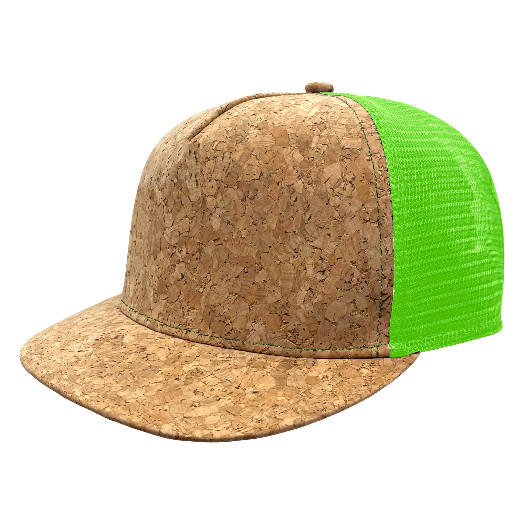 FlyFlyPromos - Cork Flat Visor 5 Panel Snapback Mesh Back Trucker Hat Image 2 - Promotional Product